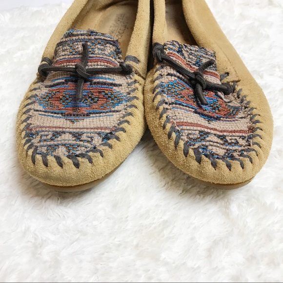 MINNETONKA Aztec Boho Leather Loafer Moccasins - Picture 4 of 7